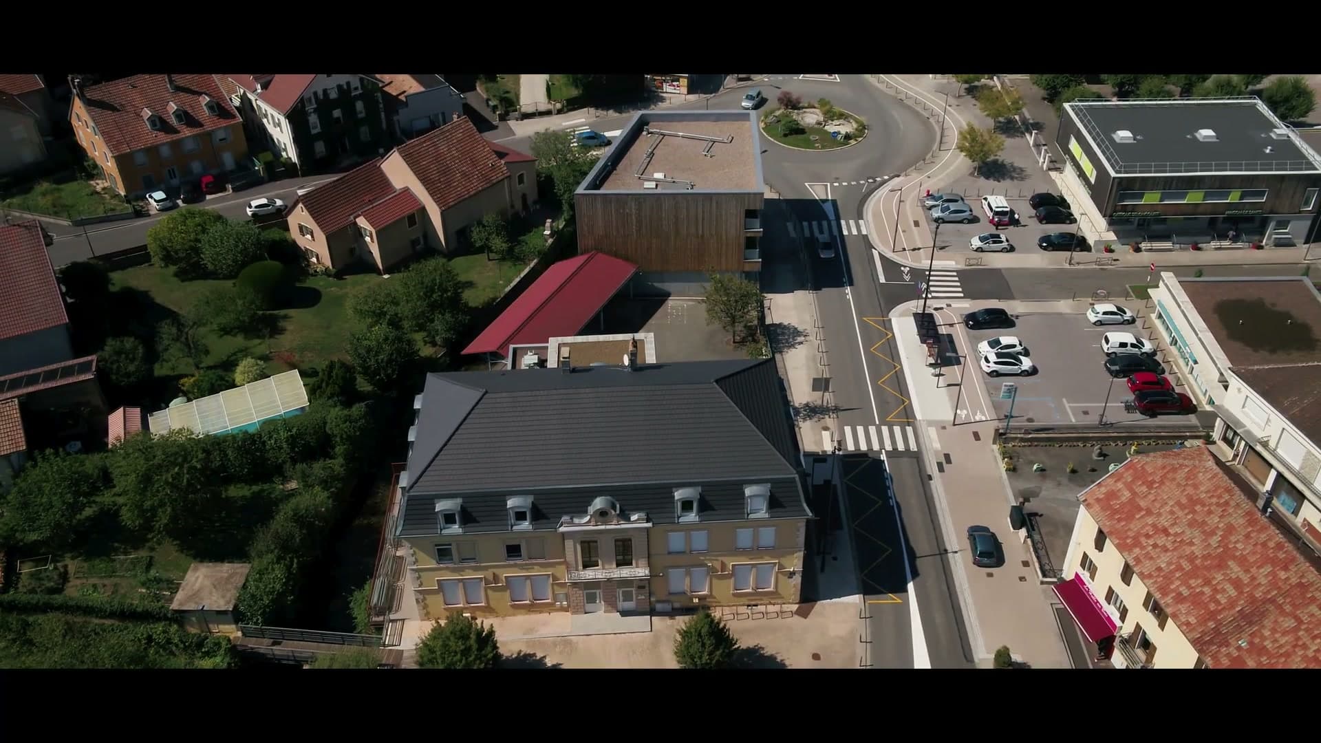 Vue aérienne du rond-point central de Seloncourt