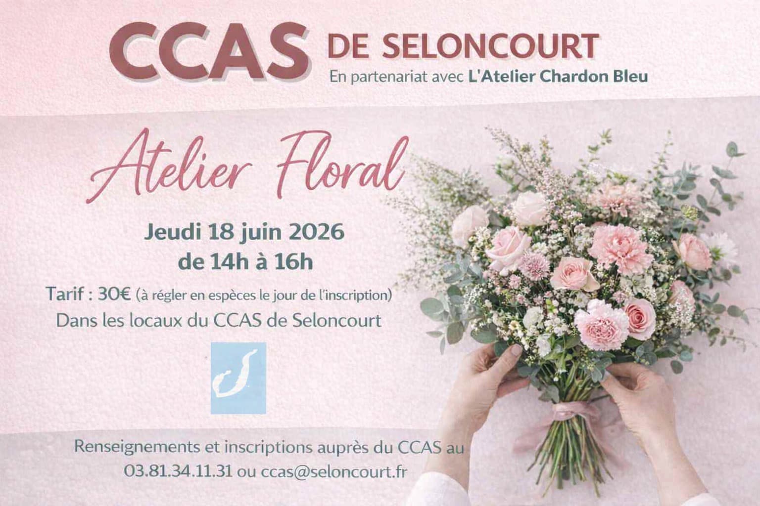 Affiche de l'atelier floral du CCAS de Seloncourt