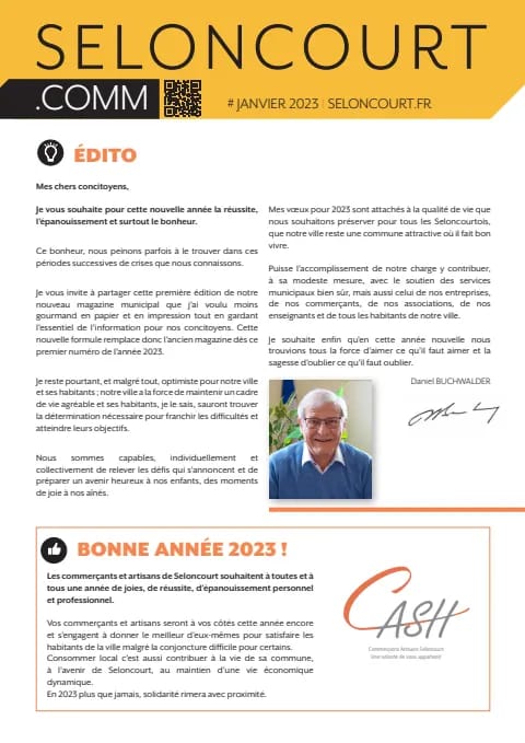 Couverture du magazine Seloncourt.comm — Janvier 2023