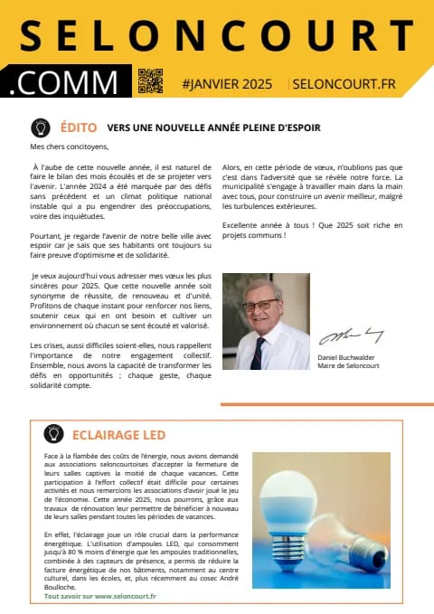 Couverture du magazine Seloncourt.comm — Janvier 2025