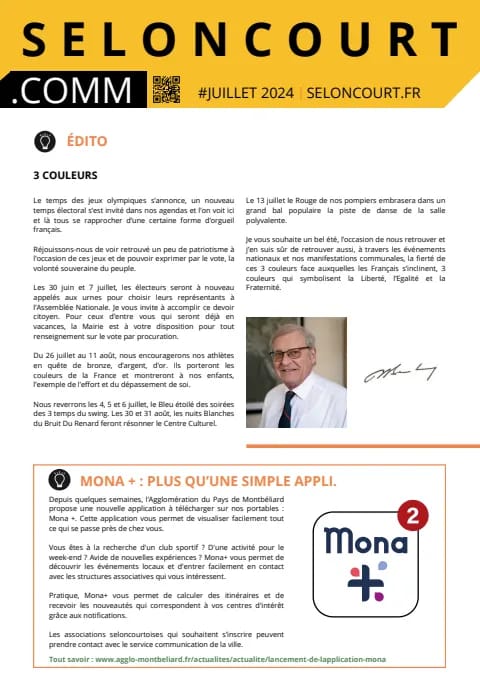 Couverture du magazine Seloncourt.comm — Juillet 2024
