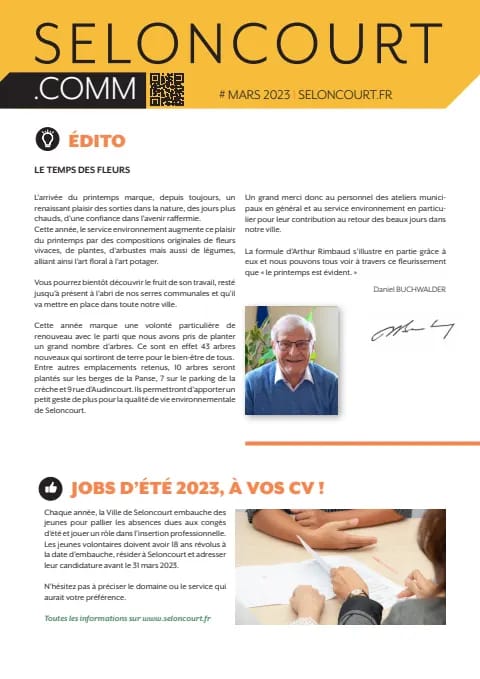 Couverture du magazine Seloncourt.comm — Mars 2023