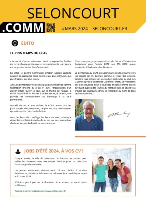 Couverture du magazine Seloncourt.comm — Mars 2024
