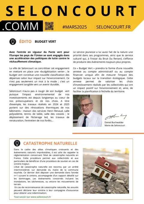 Couverture du magazine Seloncourt.comm — Mars 2025