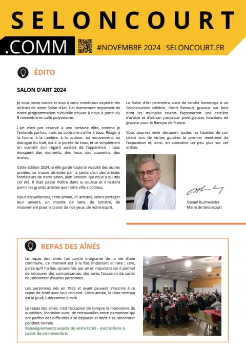 Couverture du magazine Seloncourt.comm — Novembre 2024