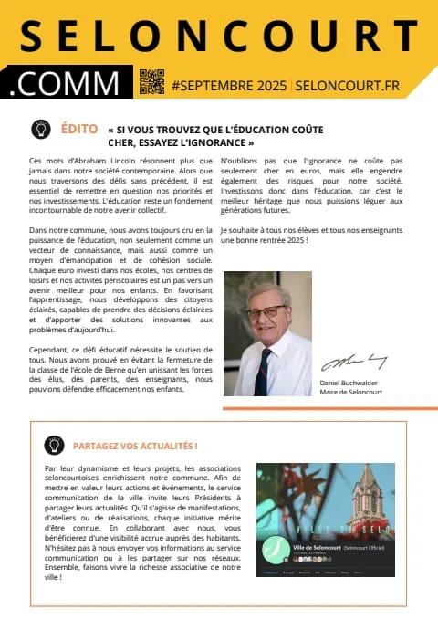 Couverture du magazine Seloncourt.comm — Septembre 2025